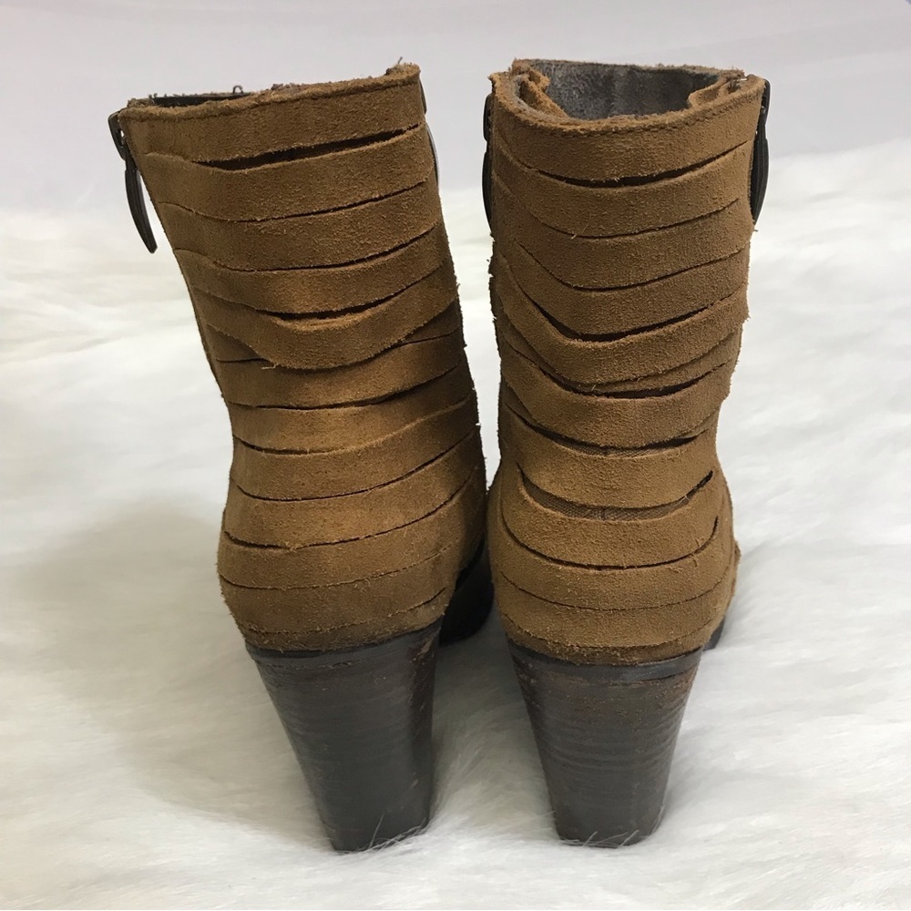Naughty Monkey Brown Suede Boho Block Heel Boots Size 7.5 - Picture 4 of 11